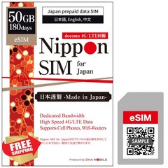 Nippon SIM Japan eSIM 180 days 50GB