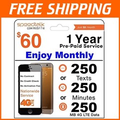 Speedtalk Mobile Prepaid SIM – 12-Month Plan with Convenient 250 Units Monthly-