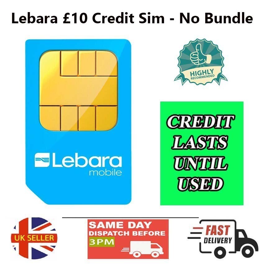 Lebara Pay As You Go UK SIM Card with £10 Credit – CREDIT LASTS UNTIL USED