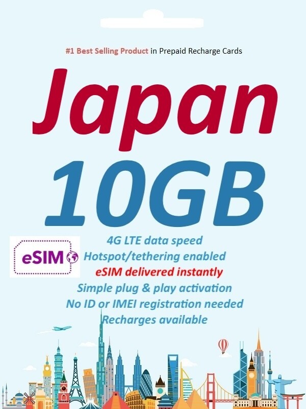 Japan Travel – eSIM Docomo IIJmio 15 days 10GB High Speed Data Instant Delivery