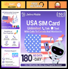 Unlimited Talk & Text Plan for Seniors – 180-Day Prepaid, Works with All Phones,