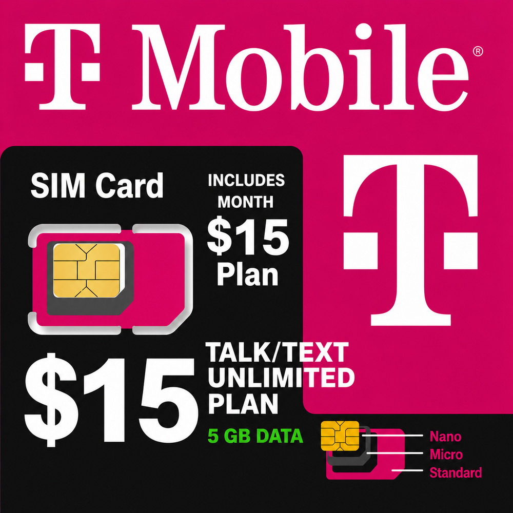 T-Mobile $15 Plan SIM Card or eSIM | Activation Included | Port-In Available