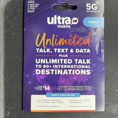 Ultra Mobile Sim Card Unlimited Talk, Text & Data Sim Kit BYOP New