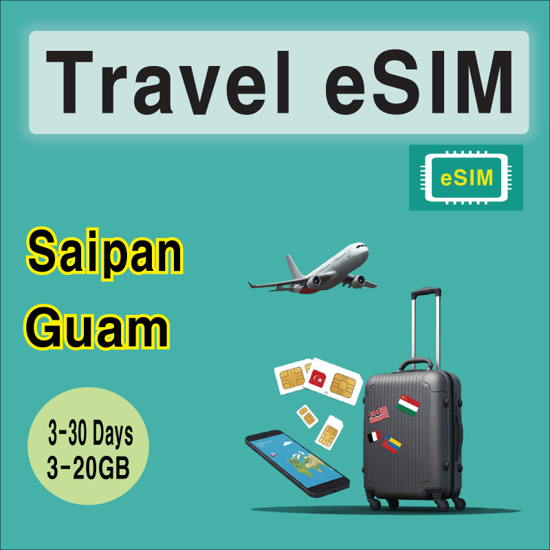 [eSIM] Saipan & Guam Travel SIM Card, 7-30 Days, 1-30GB, QR Code, Fast Delivery