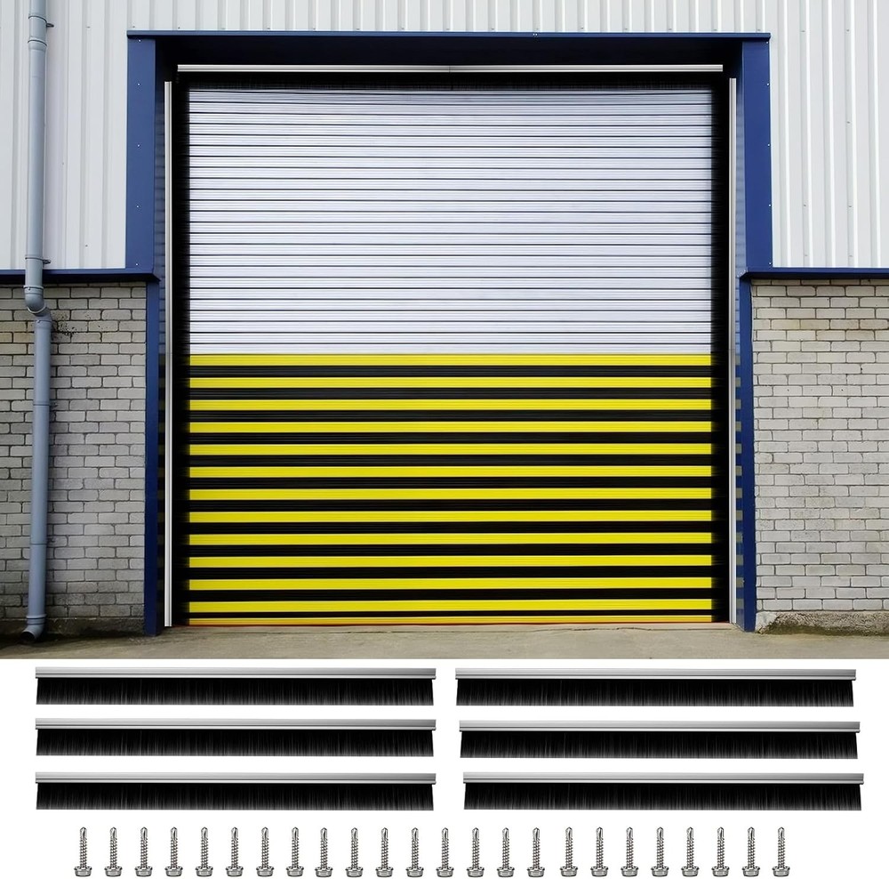 3″ Garage Door Brush Seal Kit, for Roll Up Doors 8 x 8ft, Nylon Brush Aluminum