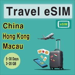 [eSIM] China / Hong Kong/Macau Travel eSIM SIM Card, 7-30 Days, 15-20GB, QR Code