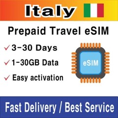 [eSIM] Italy Travel SIM Card | 1-30GB | 3-30 Days | QR Code | Fast Delivery