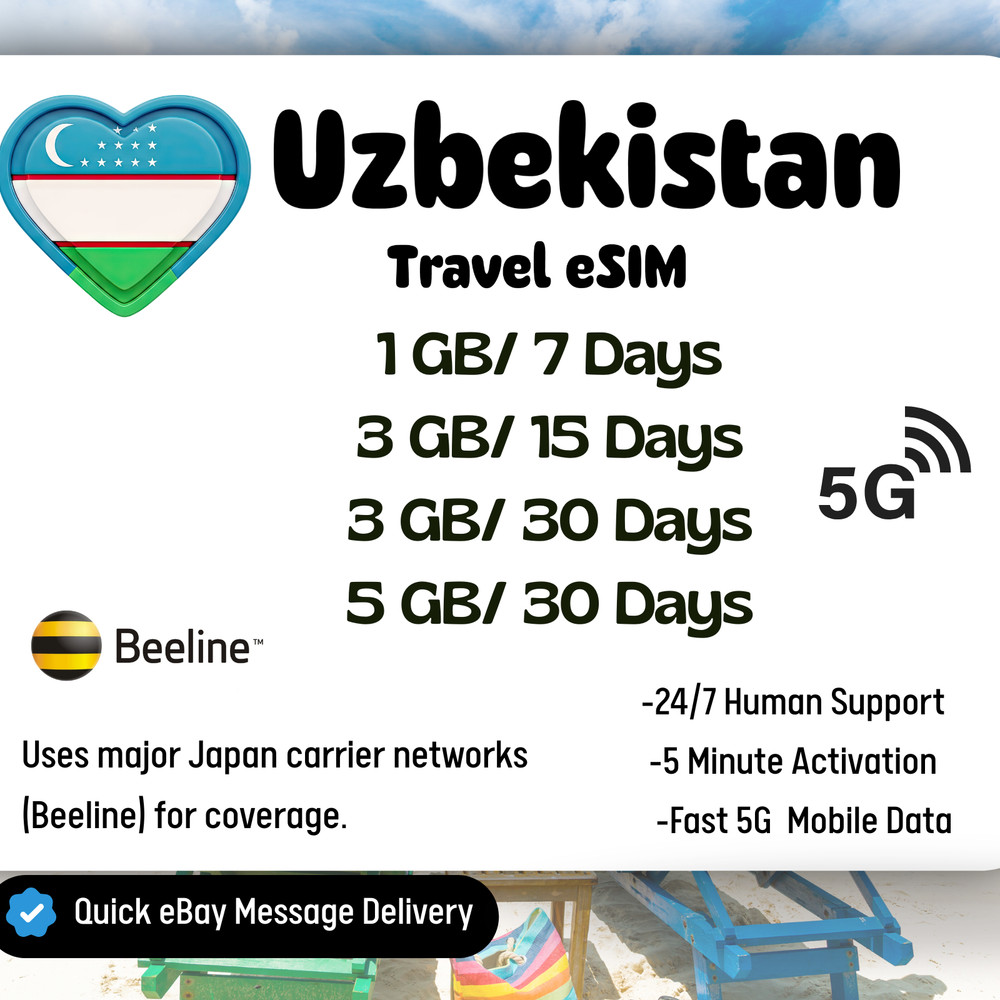 [eSIM] Uzbekista Travel eSIM Card,1-5GB, 7-30Days,QR code,Fast delivery