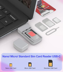 USB C SIM Card Reader – Sim Card Adapter Kit with Eject Pin – Standard/Micro/Nan