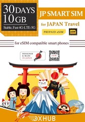 eSIM for Japan – 30 Days Data-Only Plan, 10GB, 4G/LTE, Nationwide Coverage, Easy