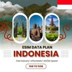Indonesia 1 GB to 5 GB eSIM | 4G/5G Data Plan | Same-Day Delivery | Easy Setup