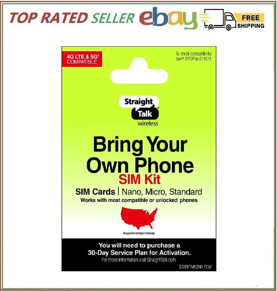 Straight Talk Prepaid SIM Card – Verizon & T-Mobile, 4G/5G, No Talk Time