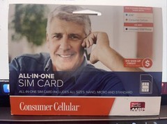 Consumer Cellular All-in-One SIM Card AT&T NETWORK + $10 CREDIT NEW IN BOX NIB