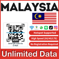[eSIM] Malaysia esim Travel e-SIM Card DATA eSIM QR Code Unlimited data 🛜