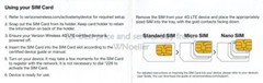 NEW UNACTIVATED Verizon 4G 5G 3-in-1 nano/micro/standard SIM Card – Pre/Postpaid