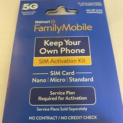 Walmart Family Mobile Sim Kit Works In Smart Phone Nano Fit Unlocked CDMA Friend