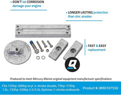 8M0107550 Aluminum Anode Kit for Mercury Verado and Optimax Outboards