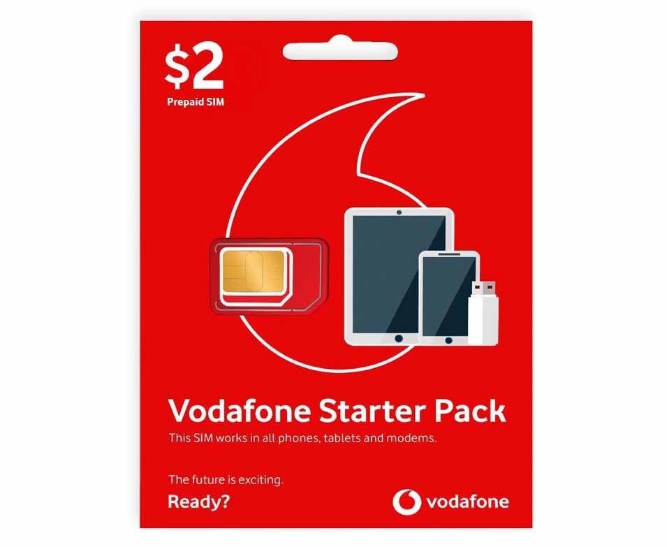 Vodafone $2 Prepaid Mobile SIM Card, Starter Pack, 4G 5G, Nano, Micro, Roaming