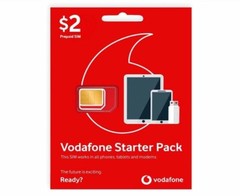 Vodafone $2 Prepaid Mobile SIM Card, Starter Pack, 4G 5G, Nano, Micro, Roaming
